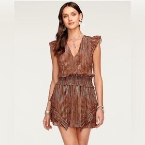 Ramy Brook women's striped Jessie V-neck mini dress NWT size‎ small